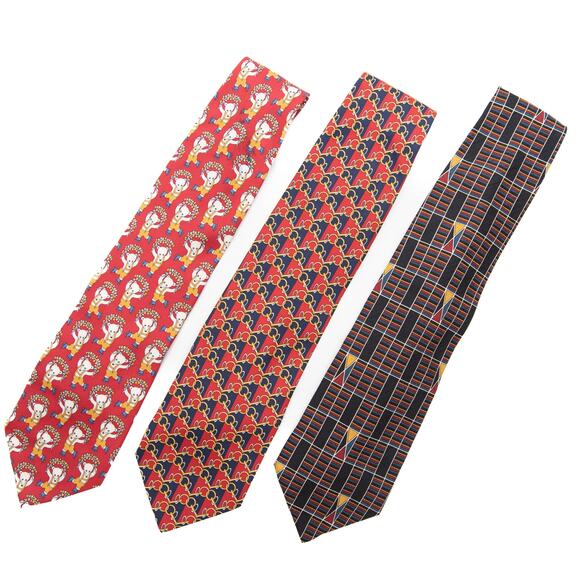 Paolo Gucci Designer 100% Silk Bear Chain Link Flag Neckties Neck Ties - Picture 2 of 12